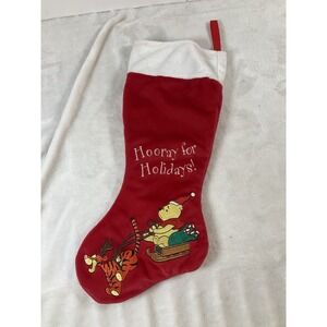 Disney Winnie the Pooh Tigger Embroidered Stocking Christmas Decor Red‎ Velvet